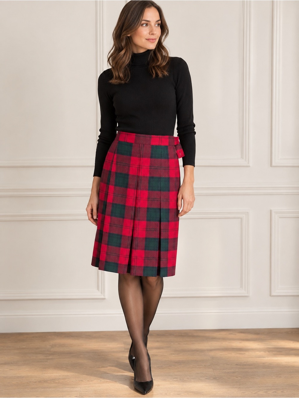 Jeremy Scott Red and Green Plaid A-Line Skirt Vintage